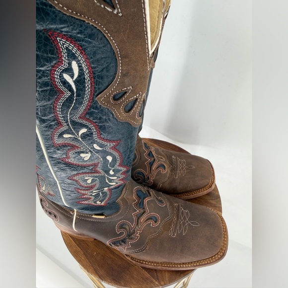 Rockin Leather Women’s Tall Distressed Brown Boot w/ Blue Shaft 2121 Size 9.5 - Picture 6 of 10